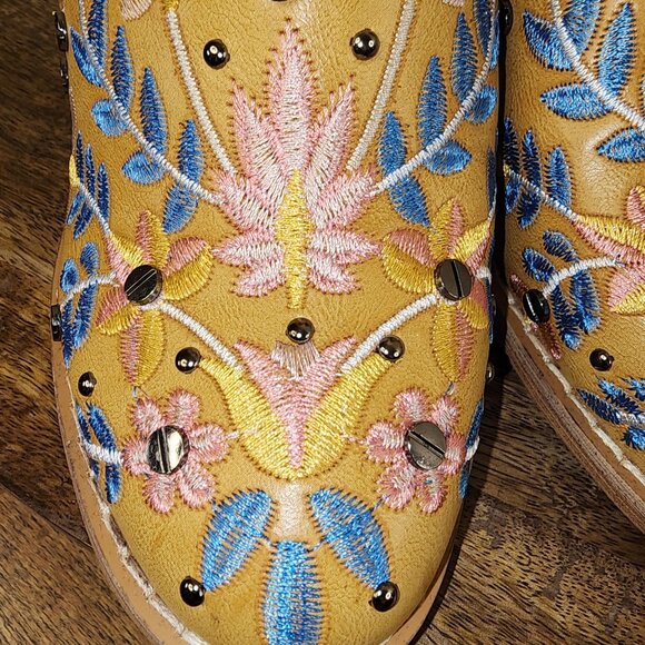 Embroidered Chunky Block Heel Boot with Adjustable Buckle - Picture 2 of 13